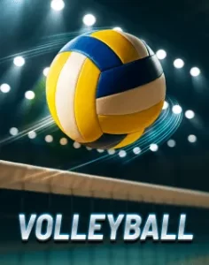 48JL volleyball court with dynamic rally action and competitive team sports atmosphere